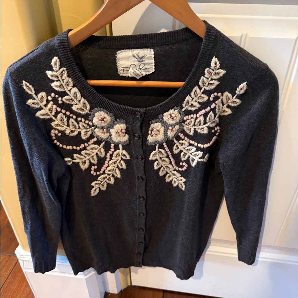 Embroidered Gray Sweater
